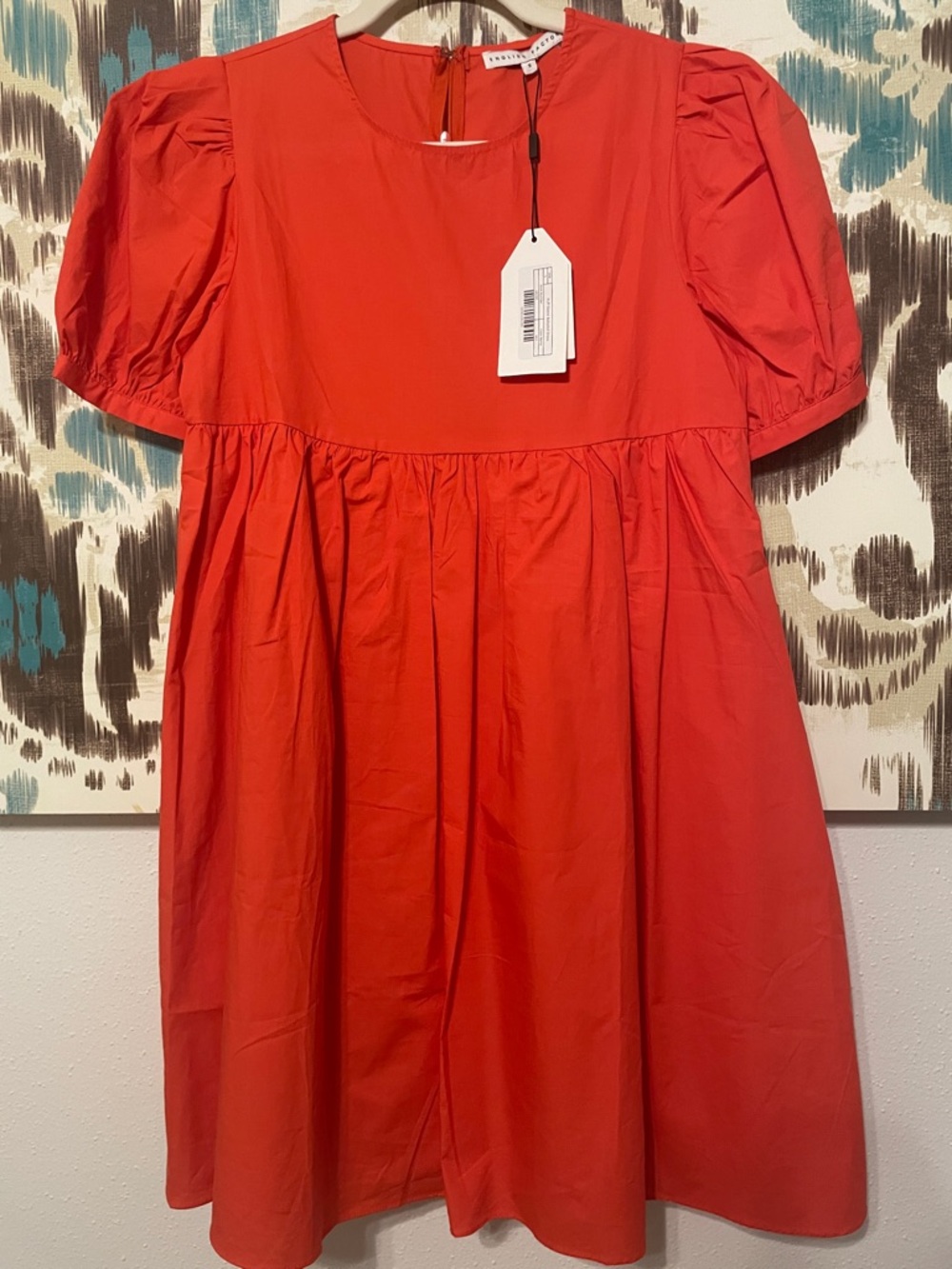 English Factory Red Babys doll-Puff Sleeve Casual Dress